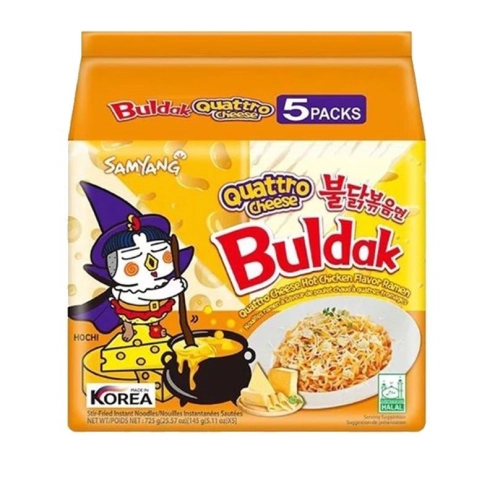 Samyang Buldak Quattro Cheese рамен з чотирма сирами та гострою куркою, упаковка 5 х 145 г